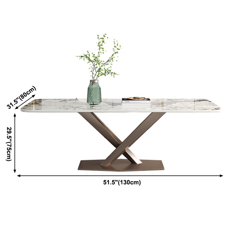Glam Kitchen Eettafel van gesinterde steen Grijze rechthoekige eettafel met voetstuk