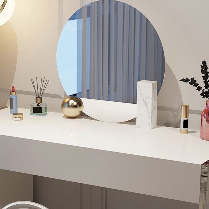 Modern 29.53" H Clear Acrylic Vanity Table Set with Mirror and Stool in White