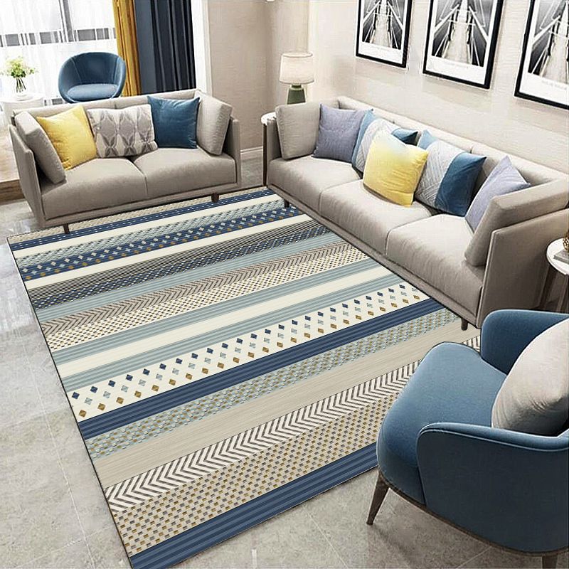 Nordic Hotel Area Rug Multi Colored Geometric Indoor Rug Synthetics Anti-Slip Stain Resistant Washable Rug
