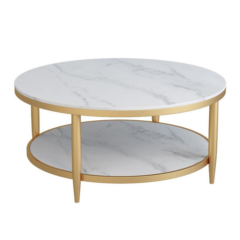 Glam Round 4 Legs Coffee Table Slate Top Coffee Cocktail Table