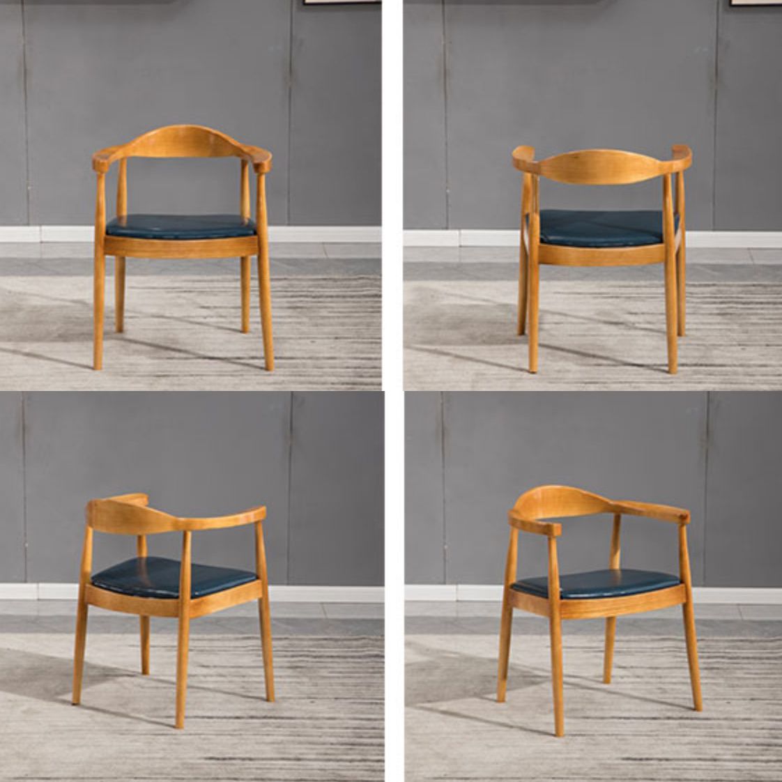 Modern Style Wood Dining Chair Stackable Open Back Dining Side Chair for Home