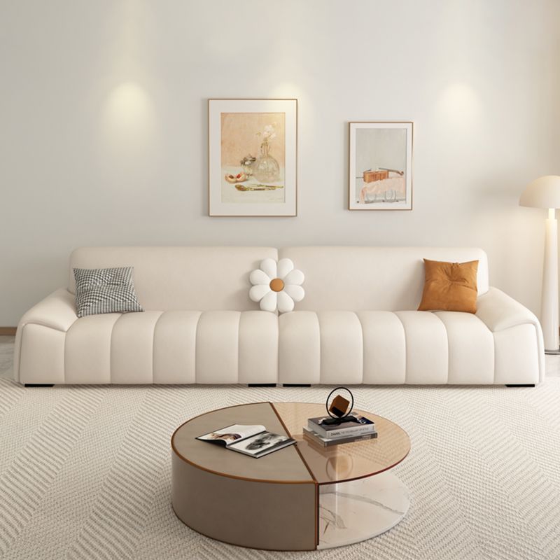 Genuine Leather Cream Sofa Modern 30.7" H Pillow Top Arm Sofa