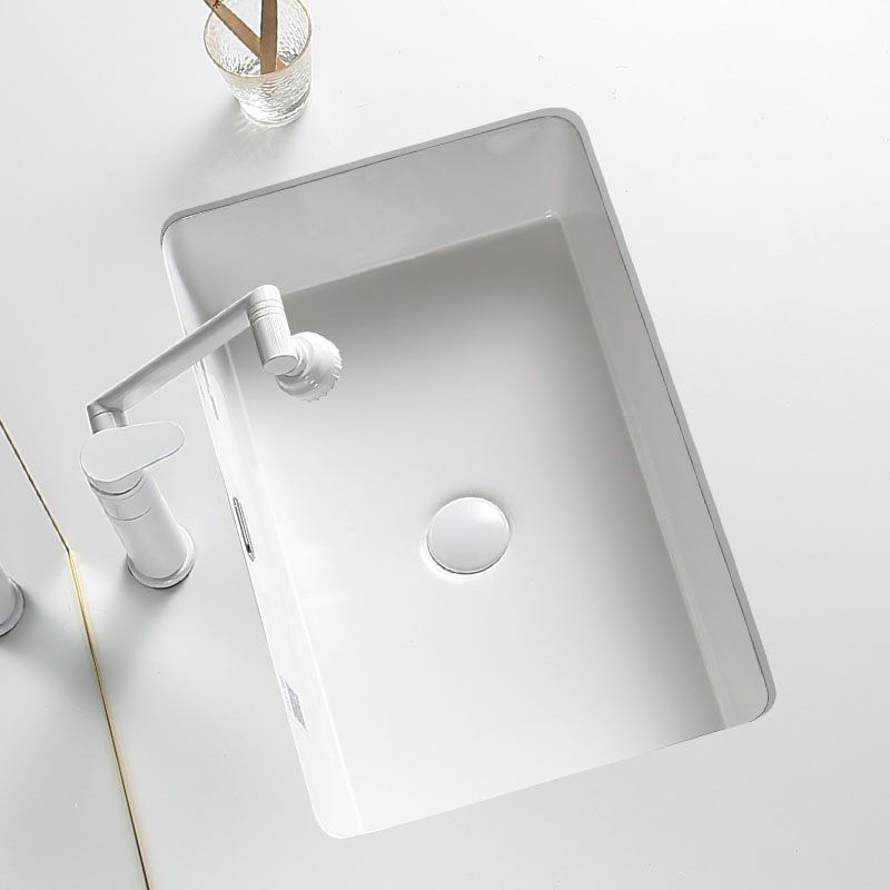 Modern Undermount Bathroom Sink Porcelain with Pop-Up Drain Basin Sink