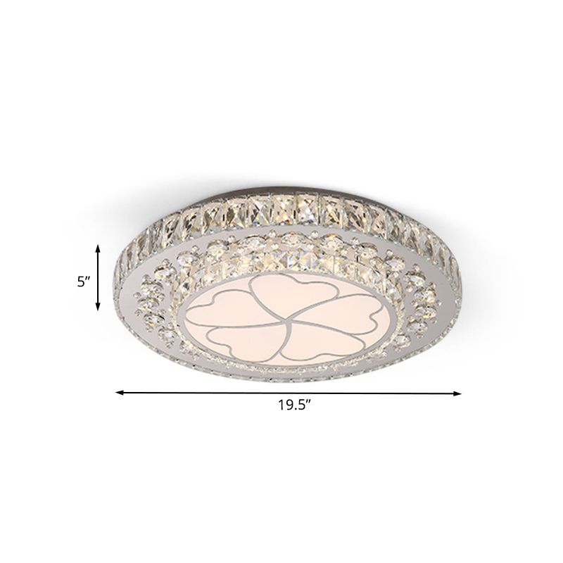 Floral Design Crystal Suspension Lighting Simple Bedroom LED Pendulum Light in Stainless Steel