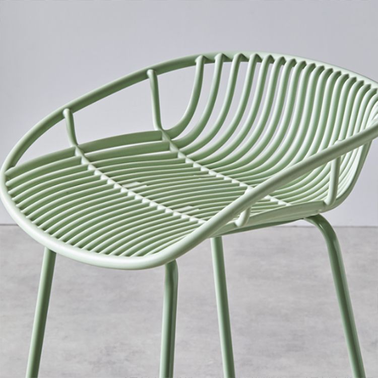 Modern Dessert Shop Low Back Stool Matte Finish Iron Bar Stool