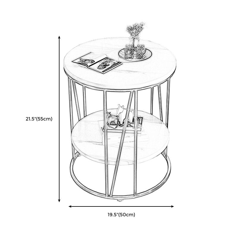 Contemporary Round Side End Table Marble Abstract End Table for Living Room