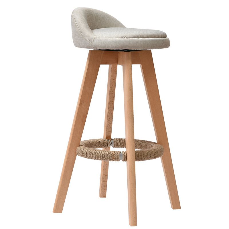 Low Back Dining Stool Beech Armless Bar Stool with Wood Base