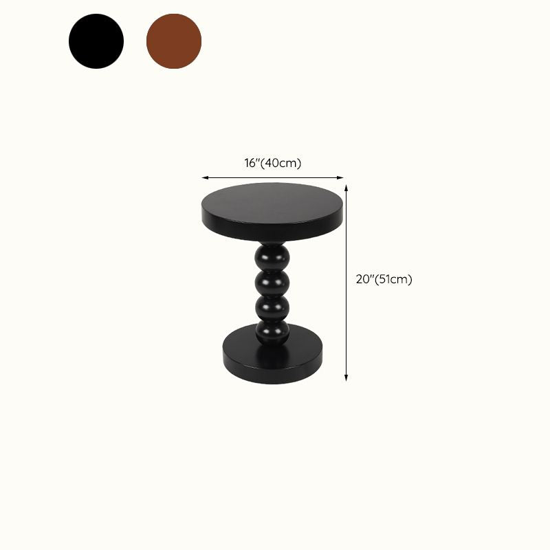 Round Solid Wood Side Table Scandinavian 20" Tall Pedestal End Table