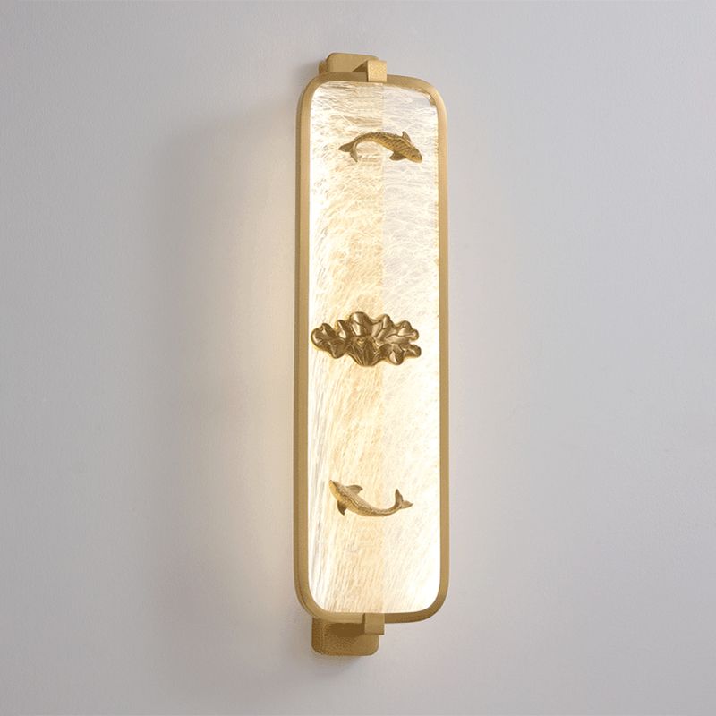 Luce da parete di rame rettangolare contemporanea a parete a 1 luci per camera da letto