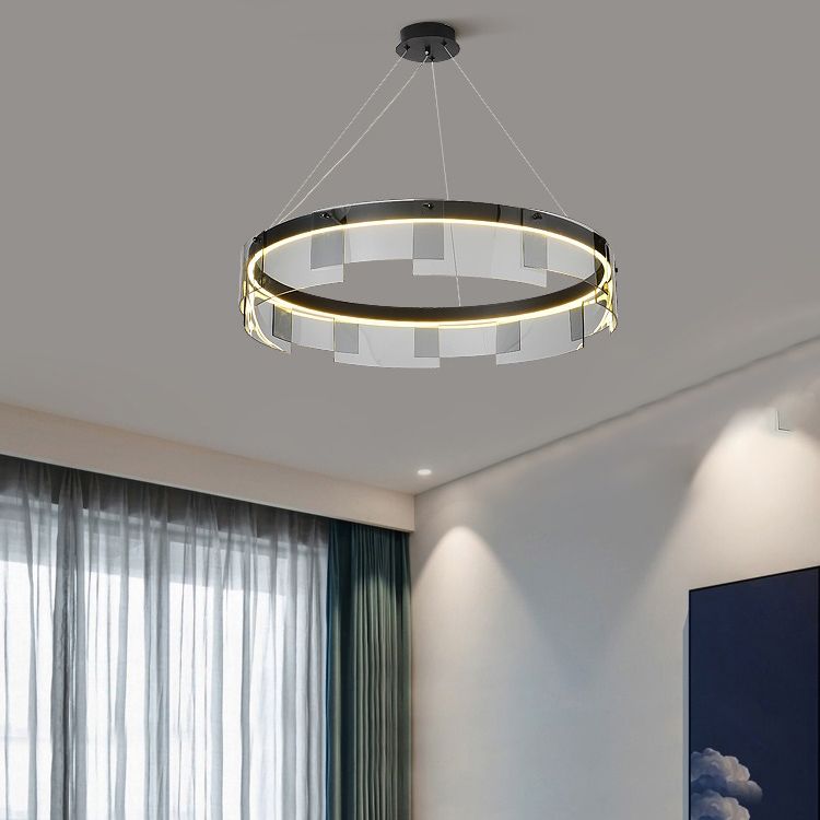 Contemporary Simple LED Hanging Light Metal Circular Pendant Light for Living Room