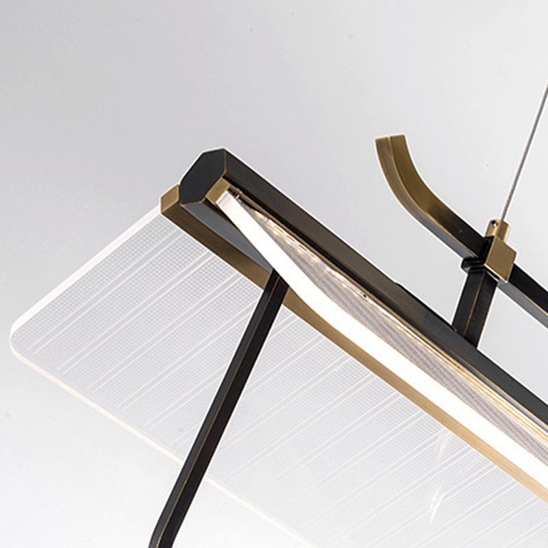 Single Modernism Golden Ceiling Light Acrylic Unique Kitchen Island Lighting