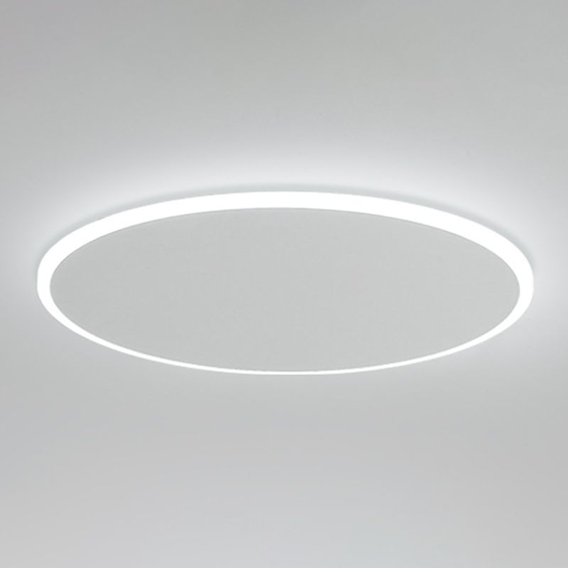 Modern Style Round Disc Led Flush Mount Fixture Metal 1 Light in white for Living Room