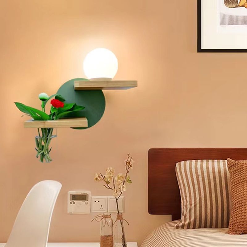 Modern Style Wall Light Fixture Wooden Wall Light Sconce without Plants for Bedroom