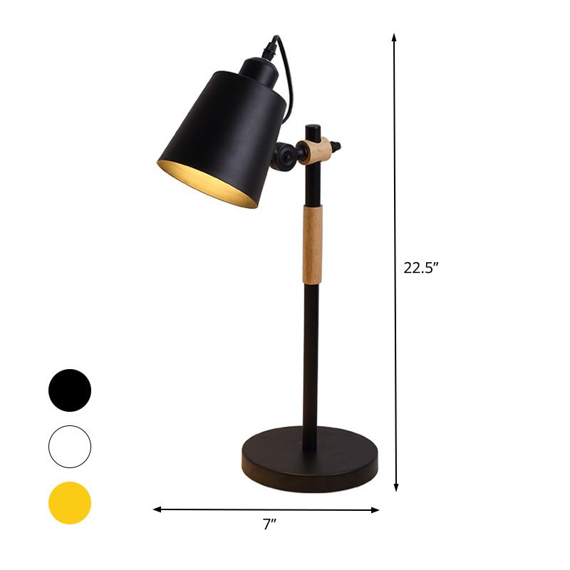Metal Tapered Task Lighting Macaron 1 Head Yellow/Black/White Reading Book Light for Living Room