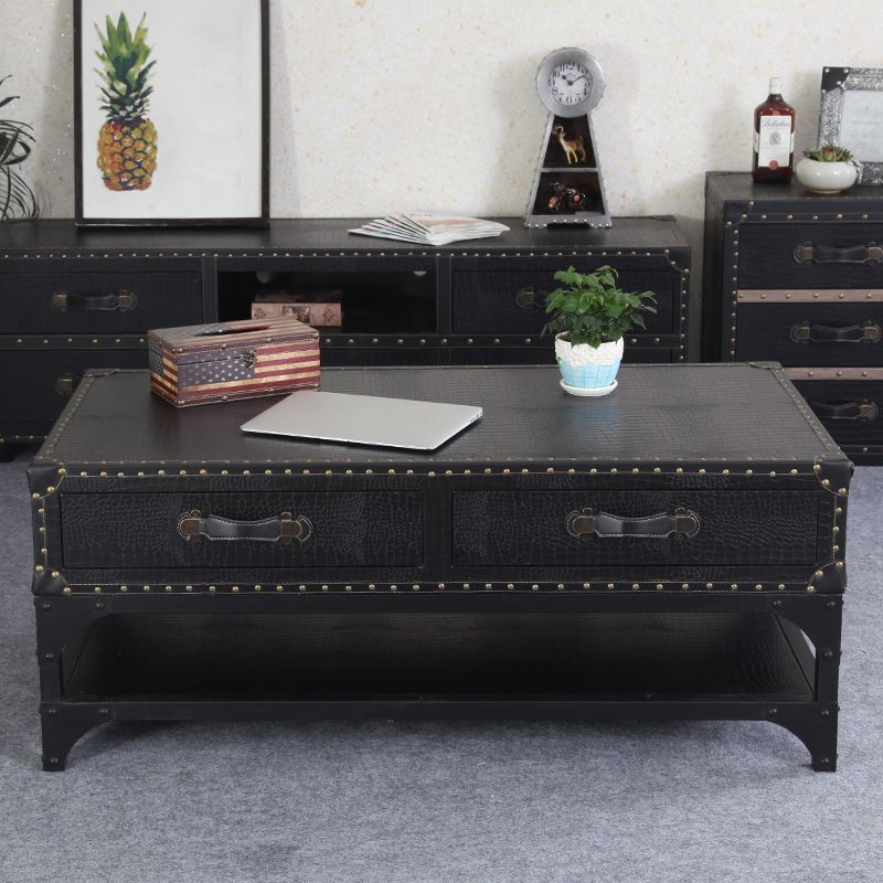 French Country Distressed Cocktail Table Wooden Coffee Table Set for Living Room