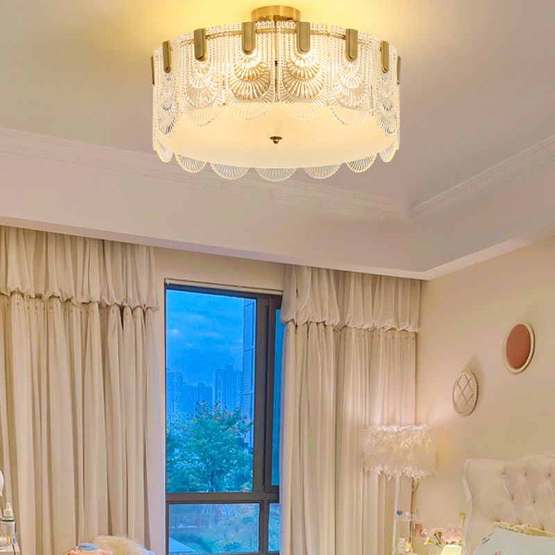 Modern Ceiling Lamp Household Simple Glass Flush Mount Light Fixture for Bedroom