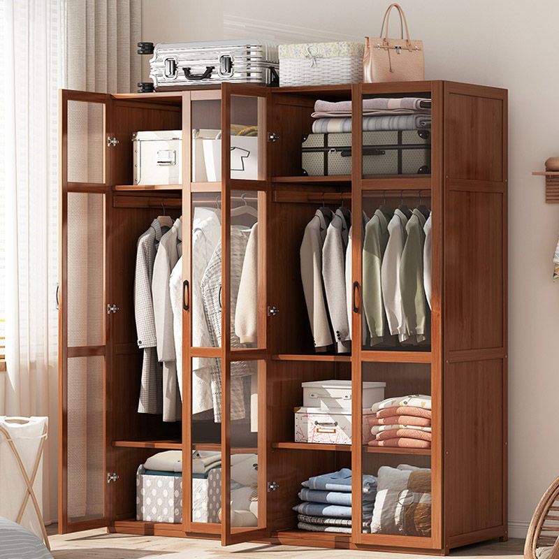 Modern Wardrobe Cabinet Solid Wood Clothes Rail Wardrobe Armoire