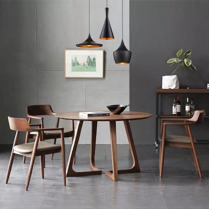 Vast hout dubbele voetstuk dinette tafel eenvoud eettafel ronde voor thuis