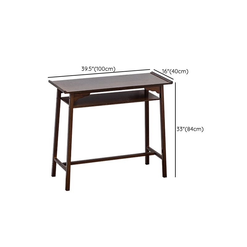 Mid-Century Modern Console Table Dark Brown Solid Wood Rectangle Console Table