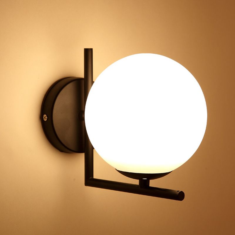 Glass Globe Wall Sconce in Modern Concise Style Wrought Iron Wall Lamp for Interior Spaces