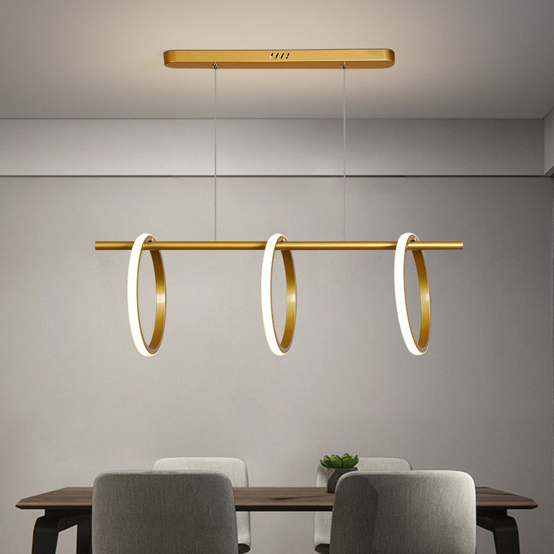 Modern Minimalism Linear Island Pendant Lighting LED Metal Ring Island Ceiling Light for Living Room