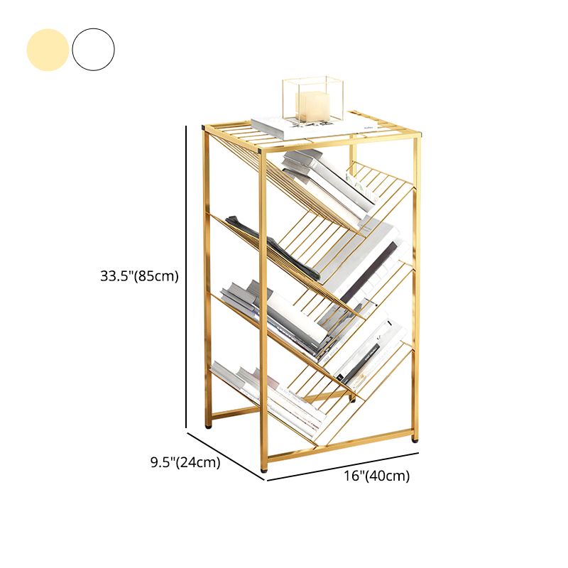Metal Vertical Geometric Bookcase Contemporary Style Closed Back Shelf