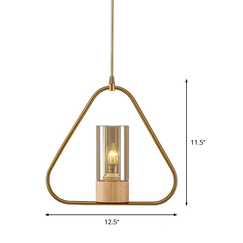 Triangle Drop Pendant Modernism Metal 1 Head Living Room Suspension Light in Gold