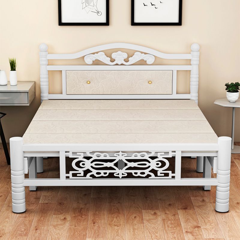 Modern Rectangular Bed Minimalist Panel Iron Bed with Headboard