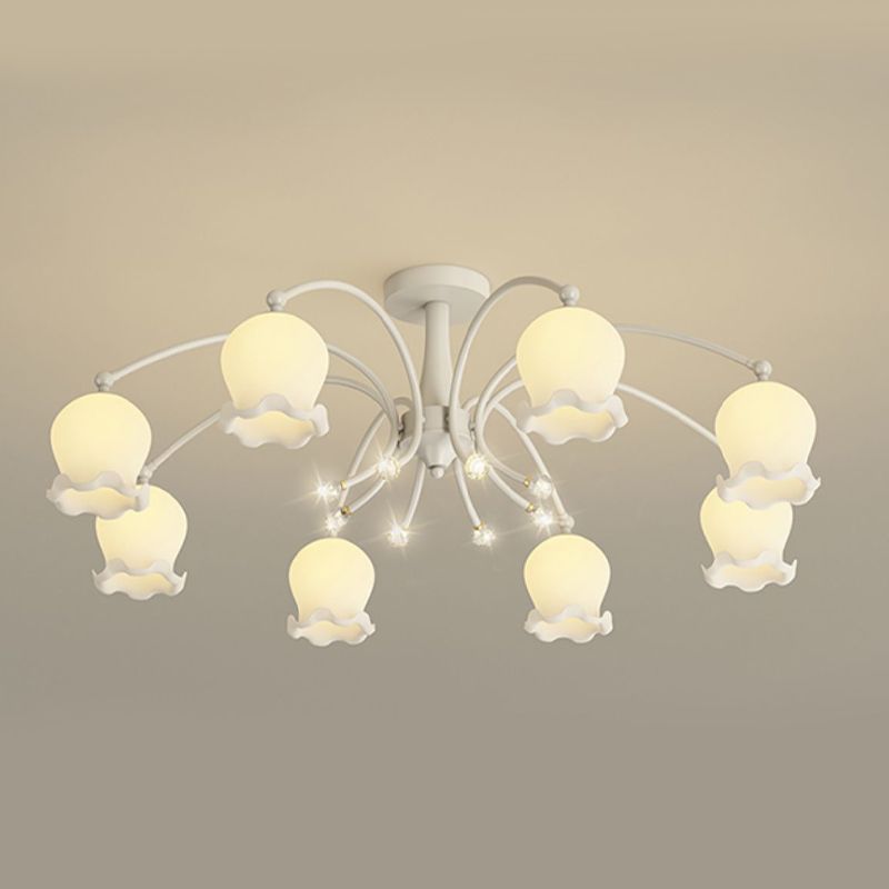 Modern Metal Flush Mount Flower Shape Ceiling Lamp with Acrylic Shade for Living Room