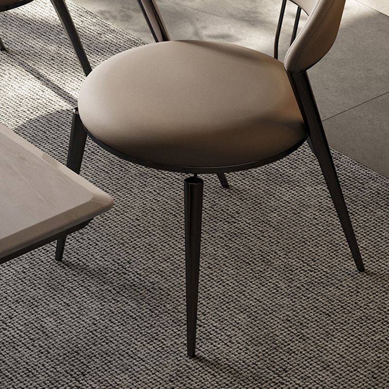 Contemporary Dining Chairs Faux Leather Upholstered Armless Side Chair