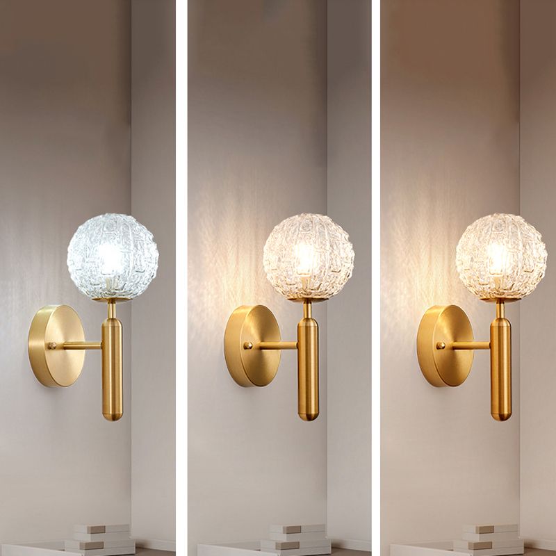 Ball Shape Metal Wall Lighting Modern Style 1-Light Wall Mounted Light in Gold