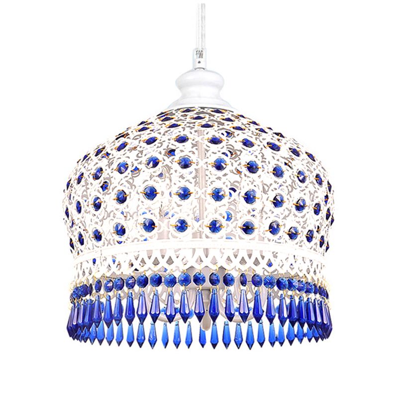 Onion Metal Hanging Light Kit Vintage 1 Head Dining Room Suspension Pendant in White