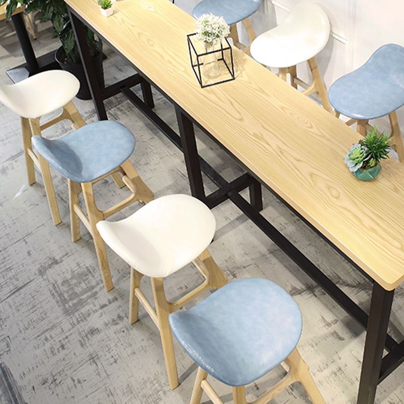 Low Back Upholstered Bar Stool Indoor Scandinavian Solid Wood Frame Bar Stool