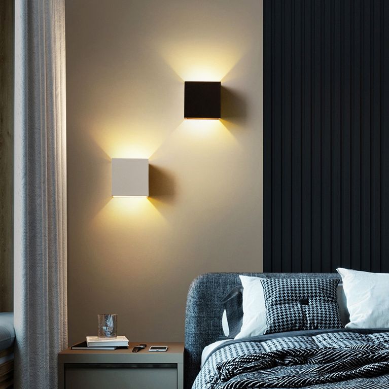 Lámparas de pared cuadradas de 4 "con sombra de vidrio con luces aplastas de pared contemporáneas en interiores