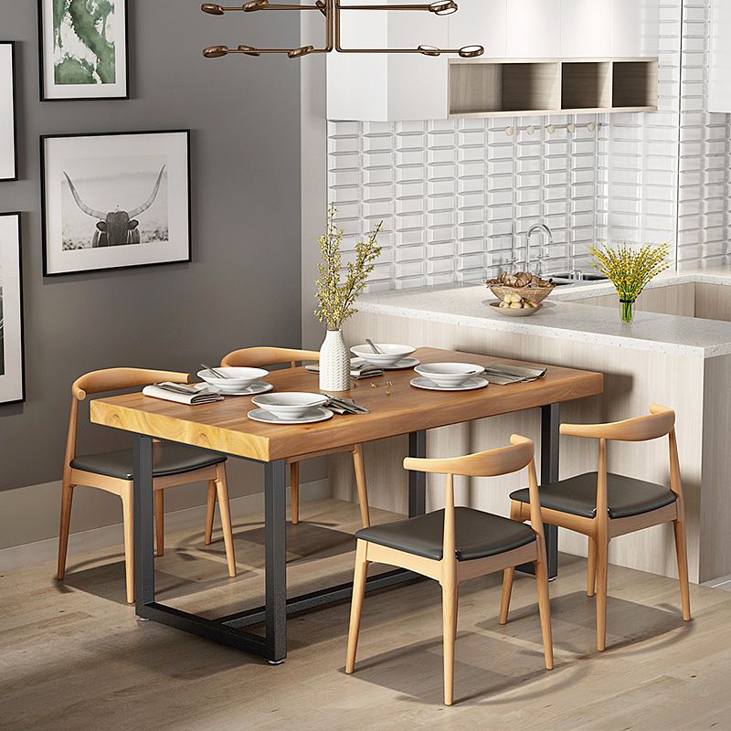1/2/5 Pcs Solid Wood Dinette Set Industrial Style Dining Set with Rectangle Table