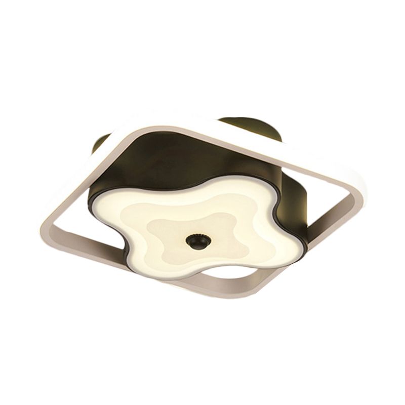 Lampada da soffitto geometrica Modernista LED Metallica Flush Lampada da soffitto in nero, luce calda/bianca