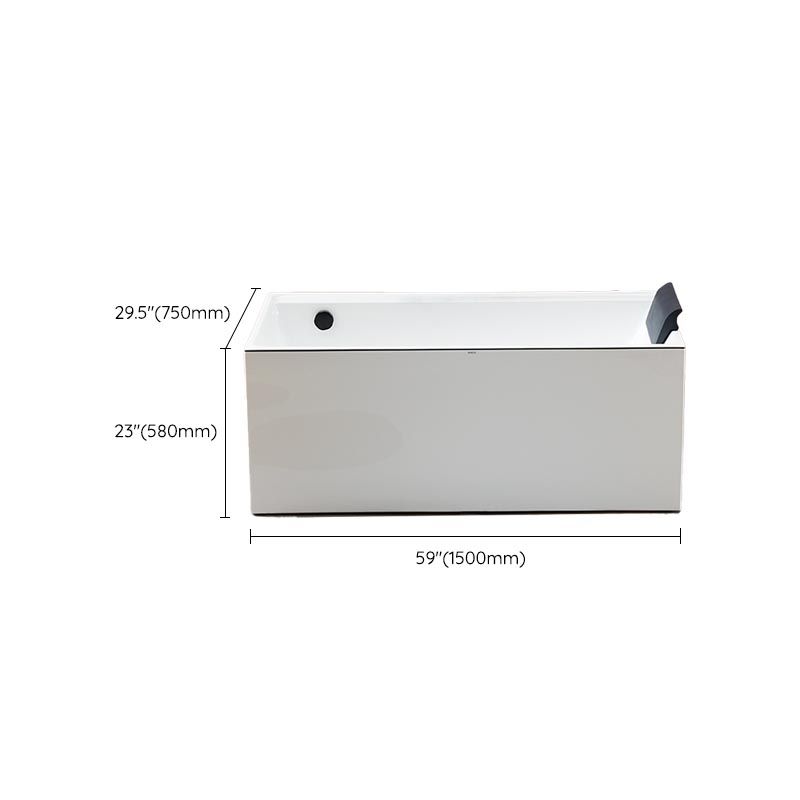 Modern White Acrylic Bathtub Rectangle Back to Wall with Drain Bath Tub
