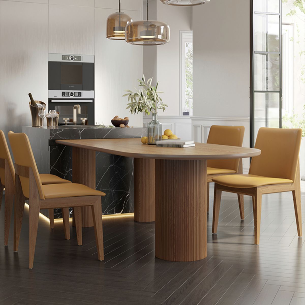 Modern Solid Wood Free from Dining Table Standard Dining Table with 3 Legs