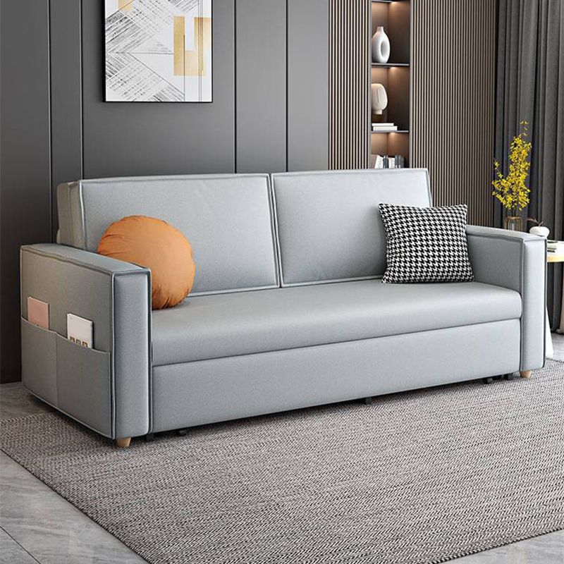 Scandinavian Sofa Bed Faux Leather Sleeper Sofa with Storage