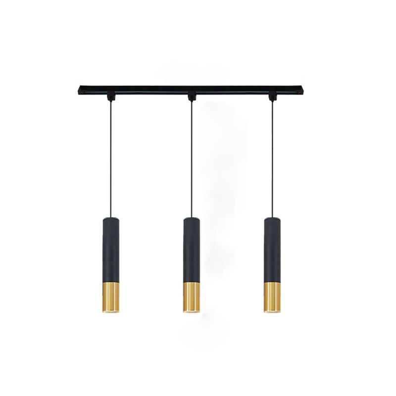 Cylinder Island Lights Modern Pendant Light Metal Island Ceiling Light in Gold and Black