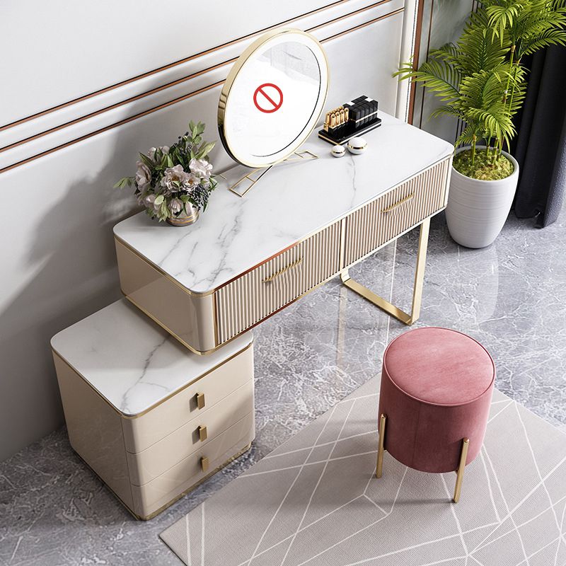 Glam 17.71" Wide Vanity Set Stone Dressing Table with Drawer