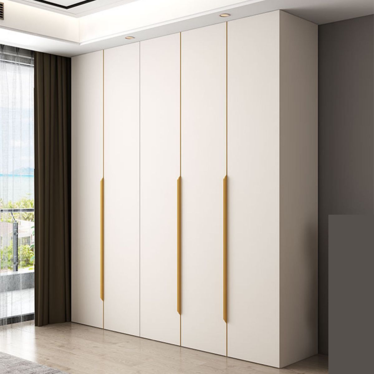 Hinged Wardrobe Closet White Engineered Wood Wardrobe Armoire