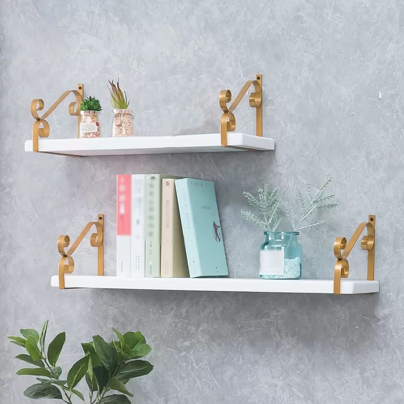 Closed Back Bookshelf Glam Style Wall Mounted Bookcase for Office Home Study Room