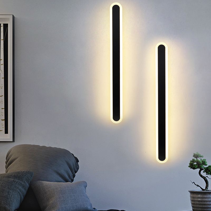 Iluminación de pared de sombra lineal de metal Estilo simple simple 1 luz de pared de pared lámpara de luz