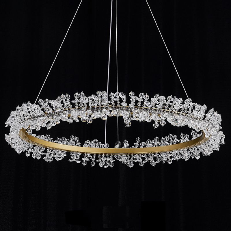Contemporary Ring Chandelier Pendant Light Crystal Suspension Pendant Light for Living Room