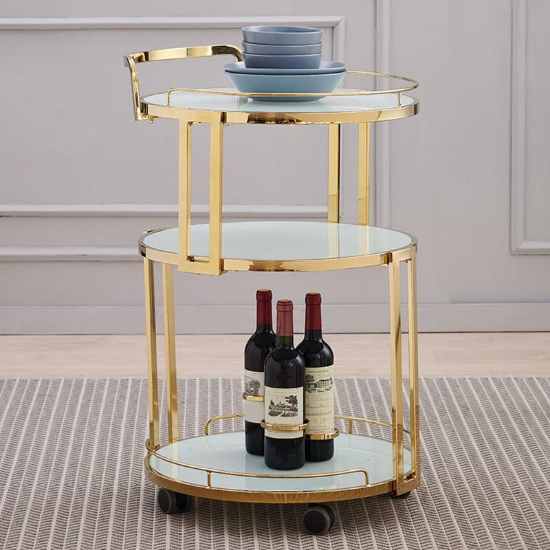 32.28" High Modern Style Round Prep Table Rolling Metal Prep Table for Home