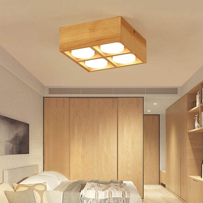 Plafonniers encastrés en bois, éclairage de montage au plafond à LED pour chambre à coucher