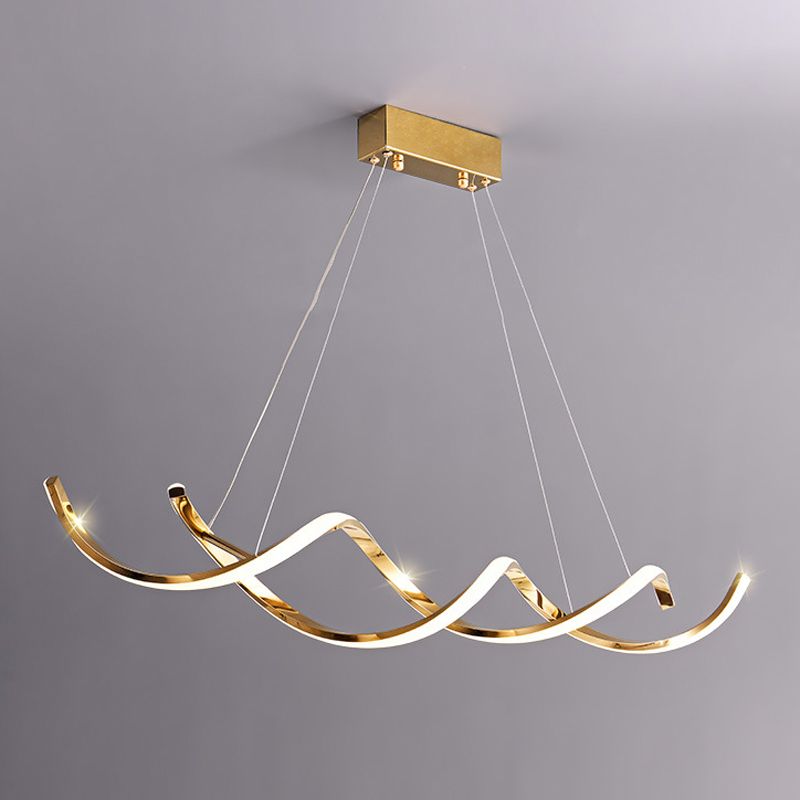 Modern Style Liner Shape Island Pendants 2-Lights Metal Pendant Lights for Living Room