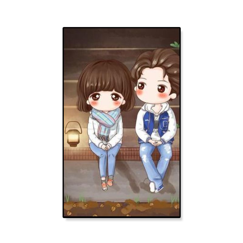 Cartoon Young Girl Art Print Soft Color Figure Drawing Canvas for Bedroom, Multiple Sizes