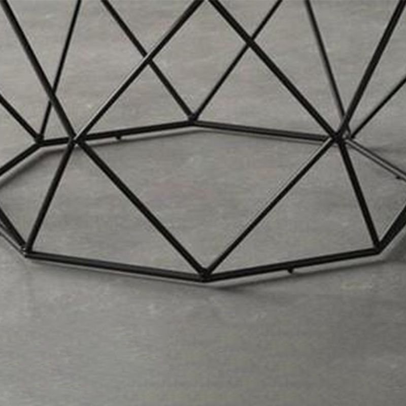 Round Solid Wood Coffee Table with Metal Frame Base Coffee in Brone